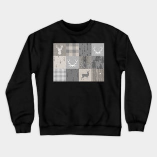 Rustic Woodland Patchwork - grey and beige Crewneck Sweatshirt